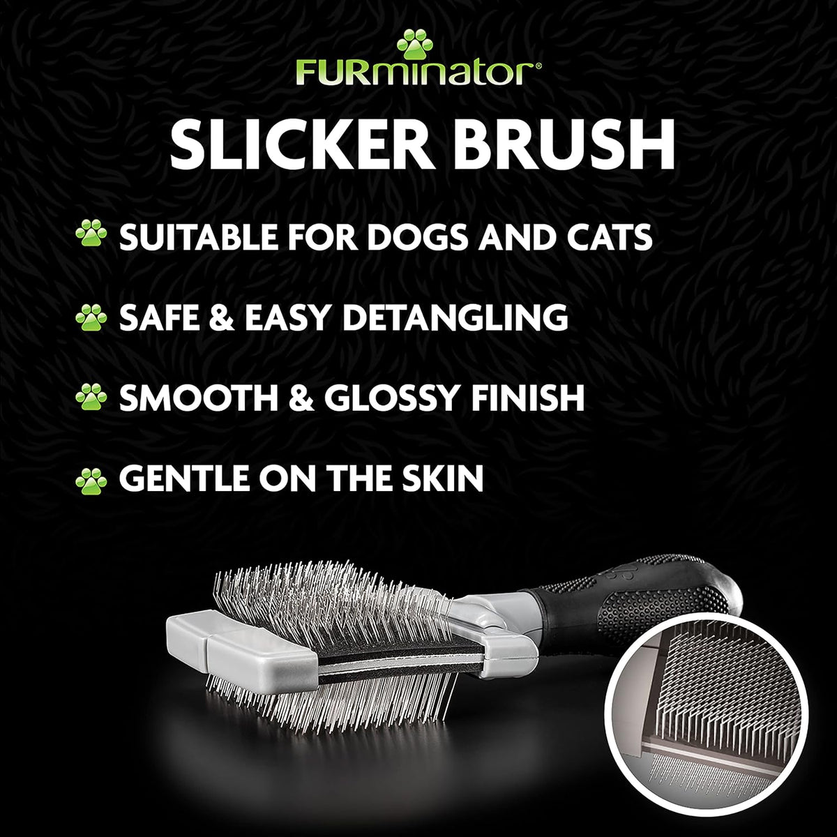 furminator large slicker brush for dogs & cats, close-up detail