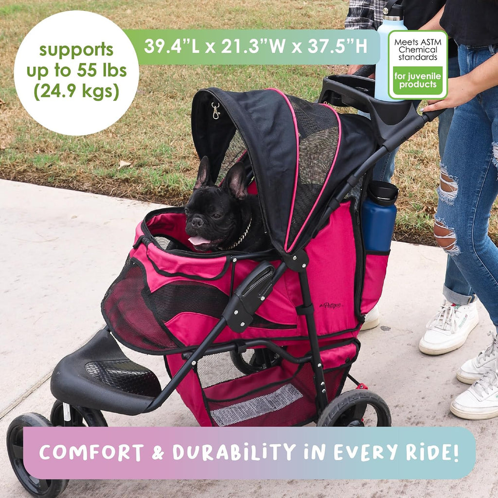 petique durable pet stroller, easy fold, quality mesh, view 11