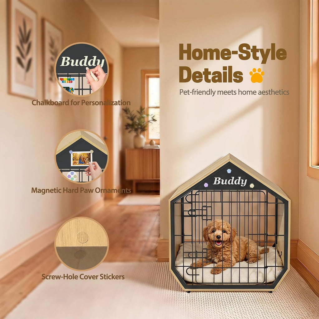 easycom 25.5" dog crate furniture, modern decorative kennels, package contents