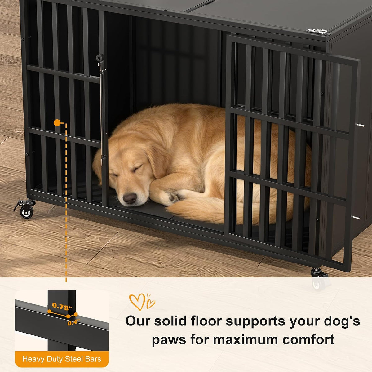 rexwelten 48" heavy duty dog crate for large, close-up detail
