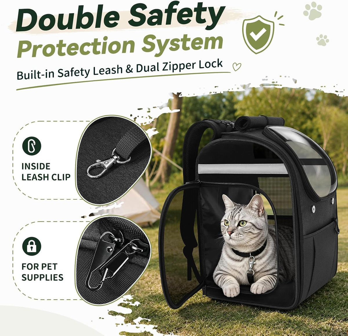 apollo walker cat carrier backpack, spacious, stable and showing dimensions