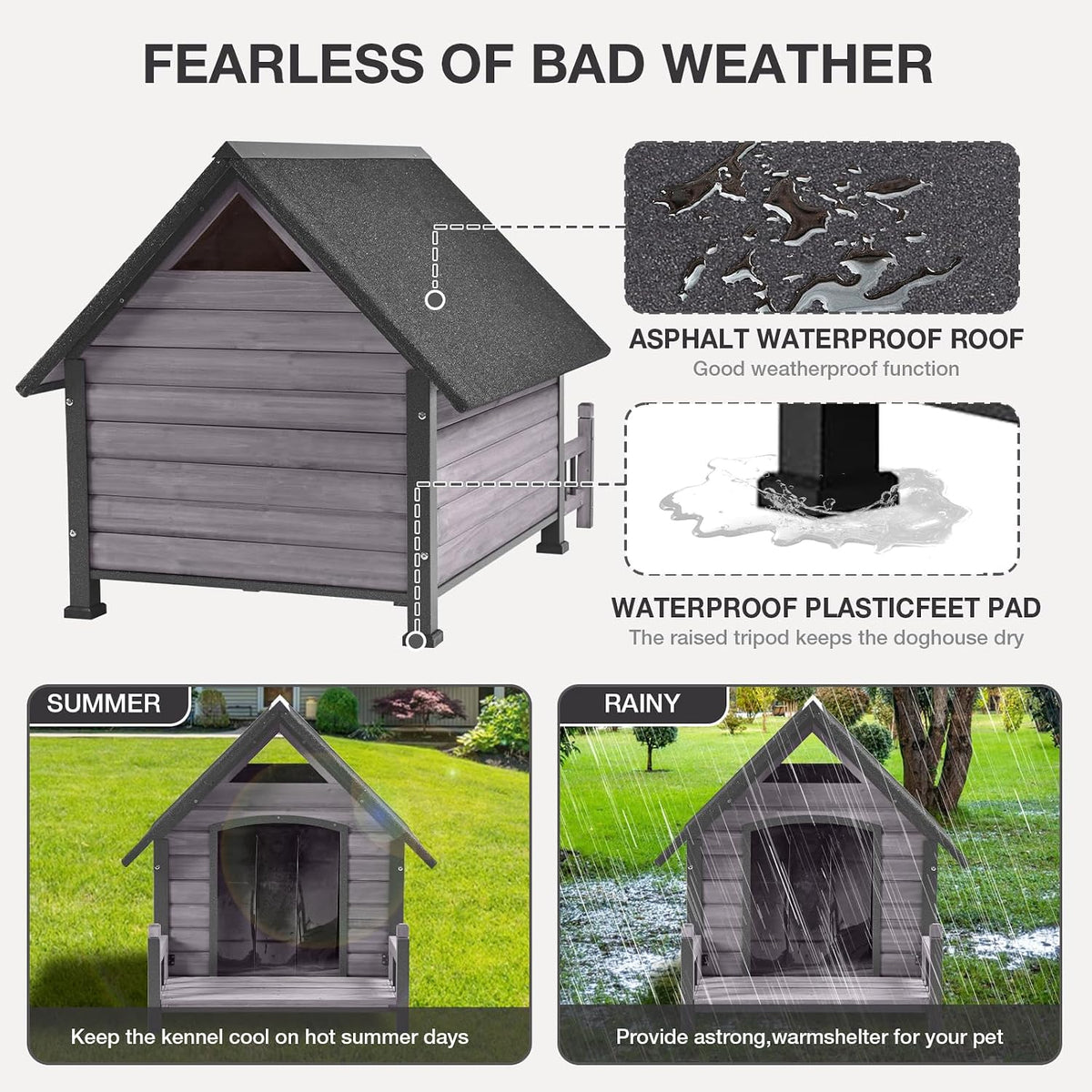dog house outdoor for extra large breed dogs shown in use
