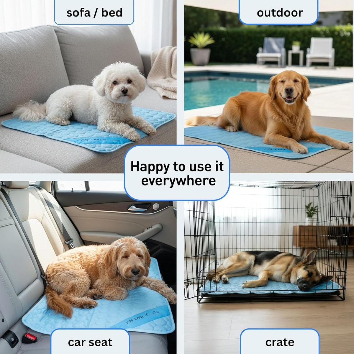 inspector tail dog cooling mat, indoor & outdoor showing dimensions