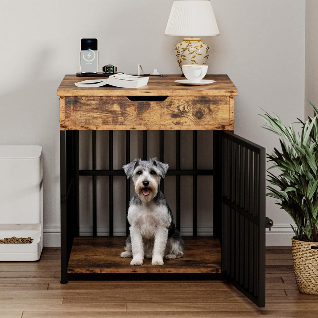 ironck dog crate furniture for small dogs, rustic, main product view
