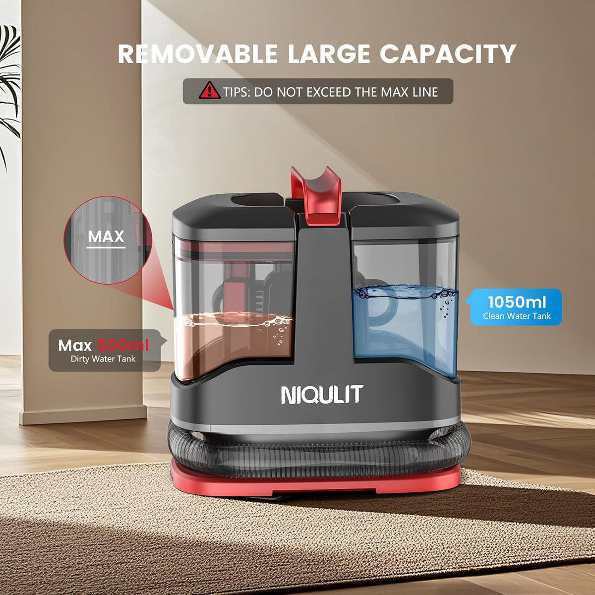 portable carpet & upholstery cleaner machine - 15kpa, close-up detail