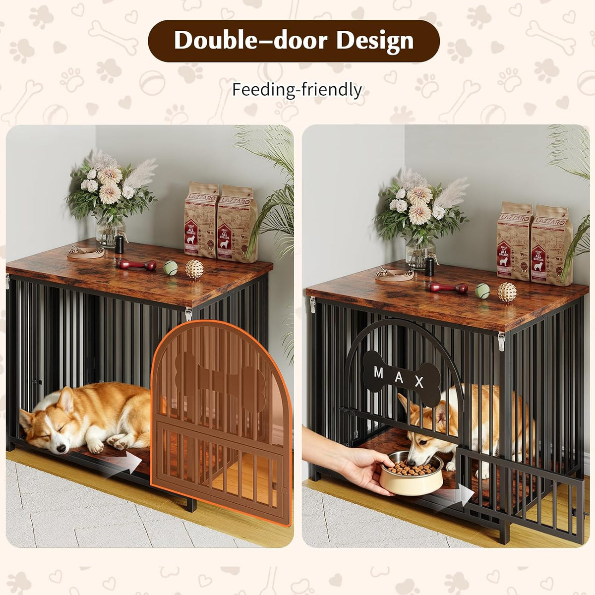 havenlyyouth dog crate furniture, no assembly heavy duty, side view