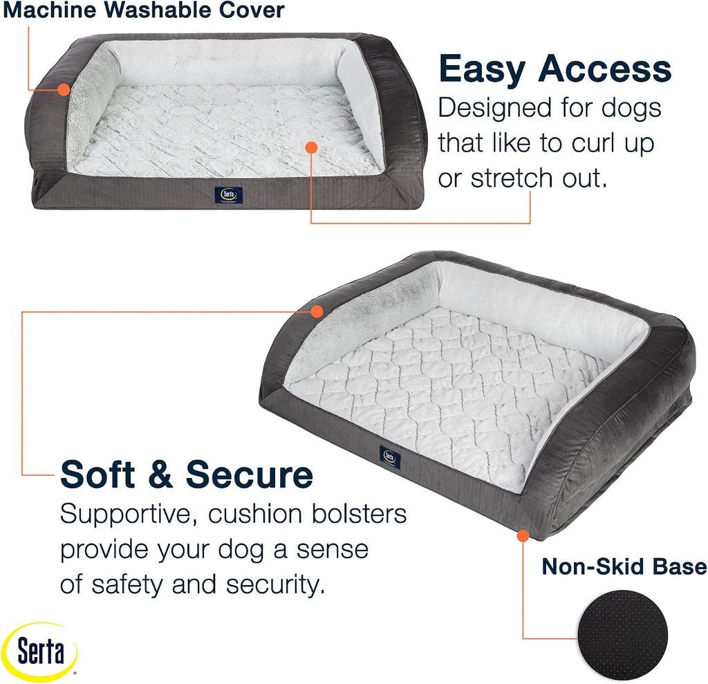 serta orthopedic quilted couch dog bed for pets, close-up detail