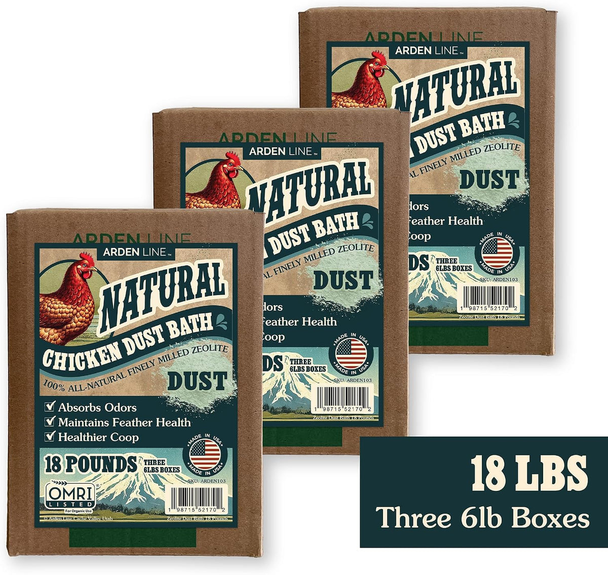 zeolite chicken dust bath, 24 lb, natural mineral showing dimensions