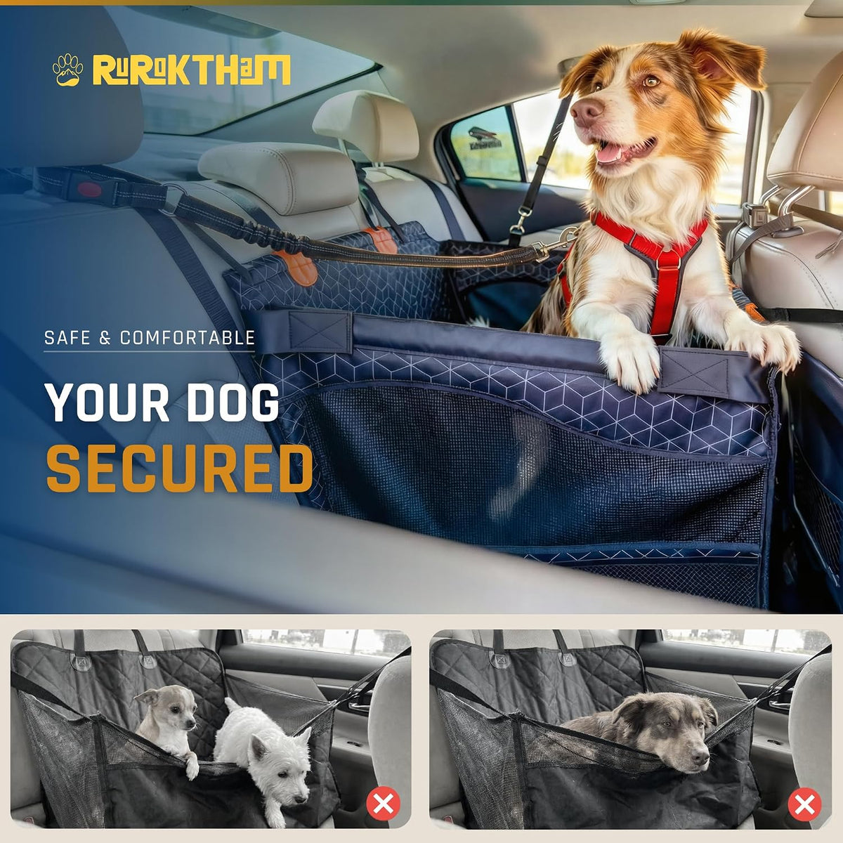 dog car seat for large medium dogs, back showing dimensions