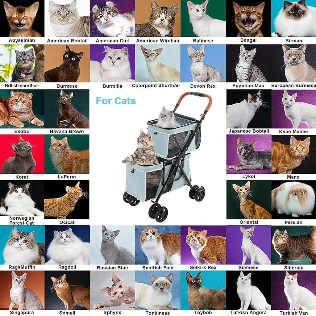 double pet stroller for 2 dogs & cats, view 9