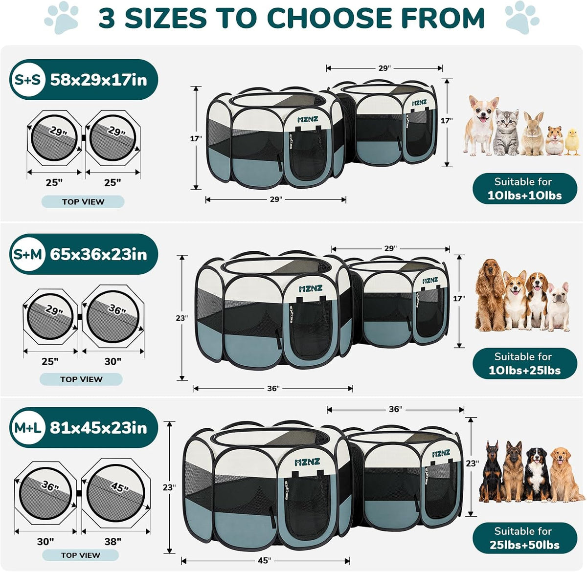 2-in-1 dog playpen, cat pet puppy playpen, small+small shown in use