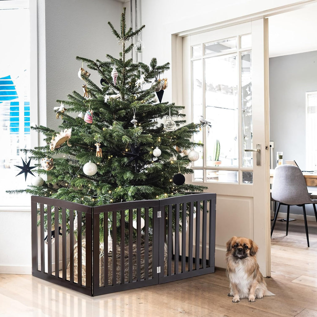 dog gate pet gate indoor for stairs doorways, front angle view