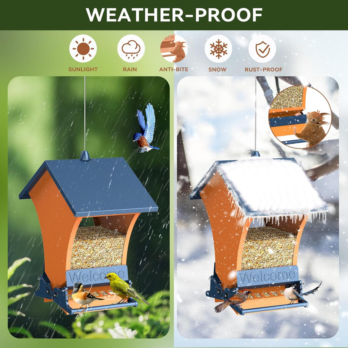wildpark squirrel proof bird feeders for outdoors, 5lb, close-up detail