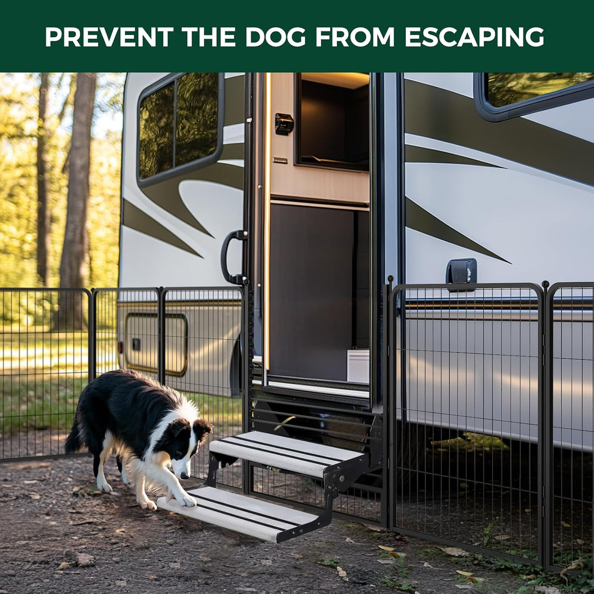 fxw rv step grid, dog barrier for rv shown in use
