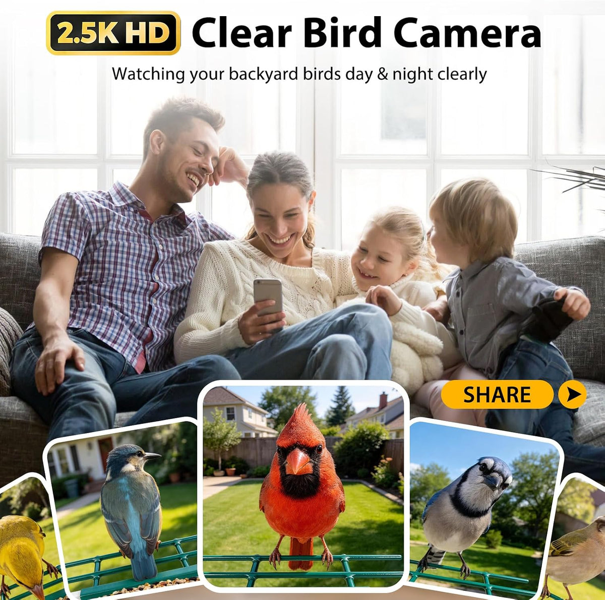 bolite smart bird feeder with camera 2.5k hd shown in use