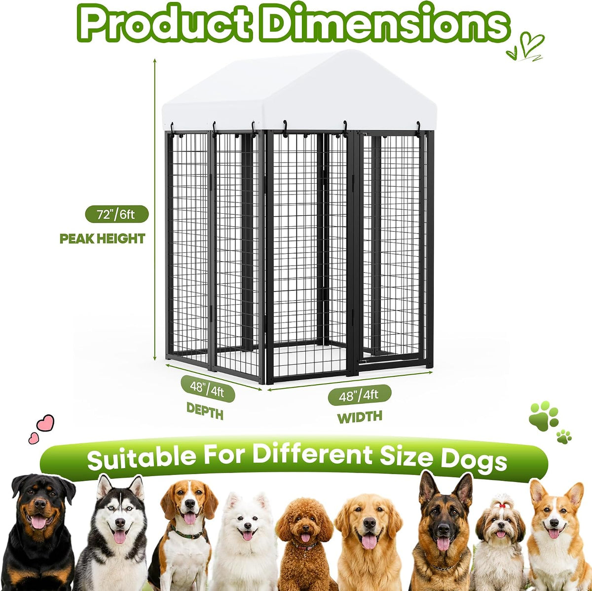 4x4 ft heavy duty outdoor dog kennel for shown in use