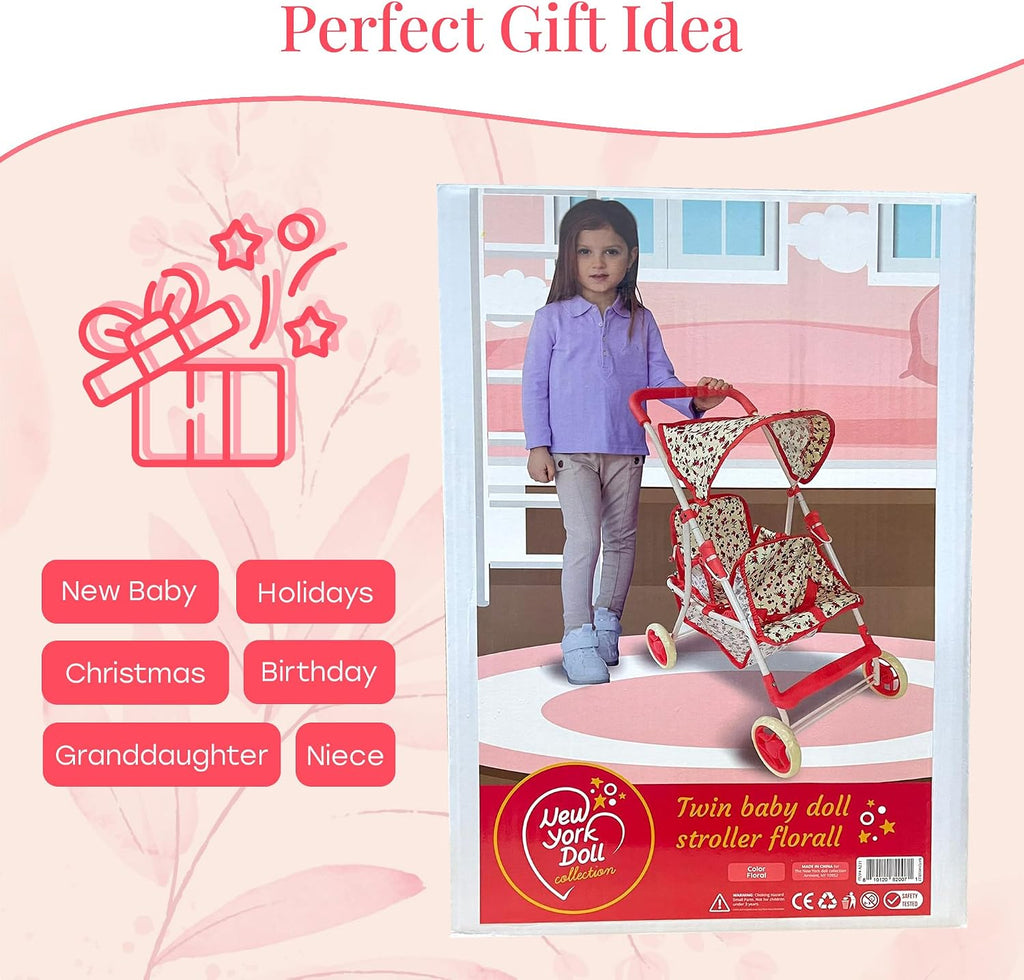double doll stroller for baby dolls & twin, side view