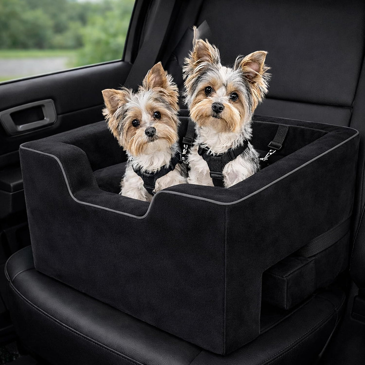 pet gear lookout booster car seat, dark black, main product view