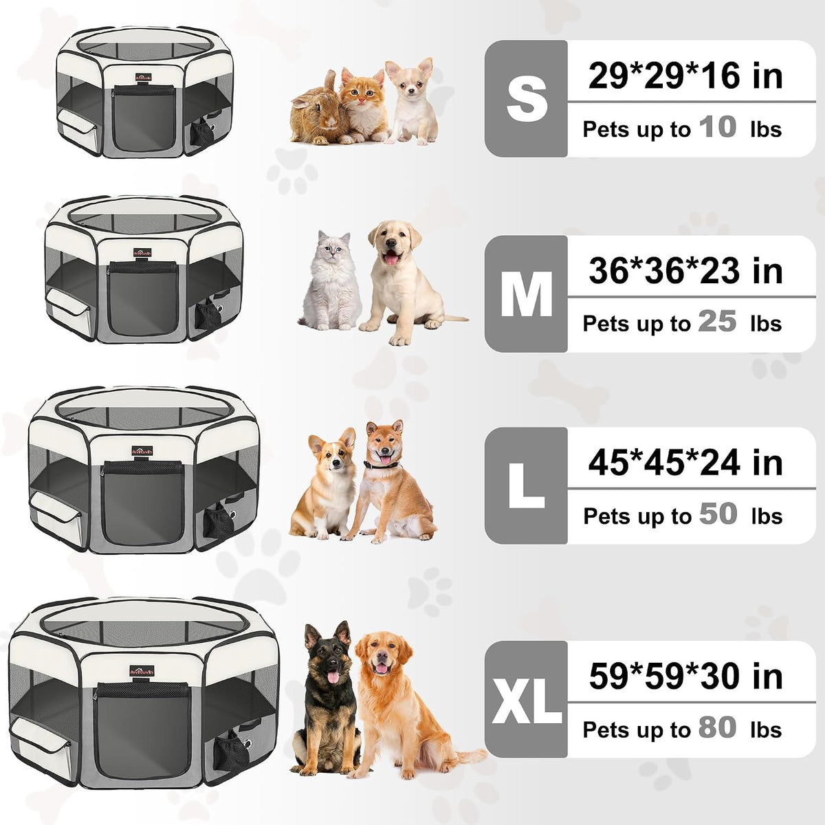 aivituvin dog playpen foldable pet play pens with showing dimensions