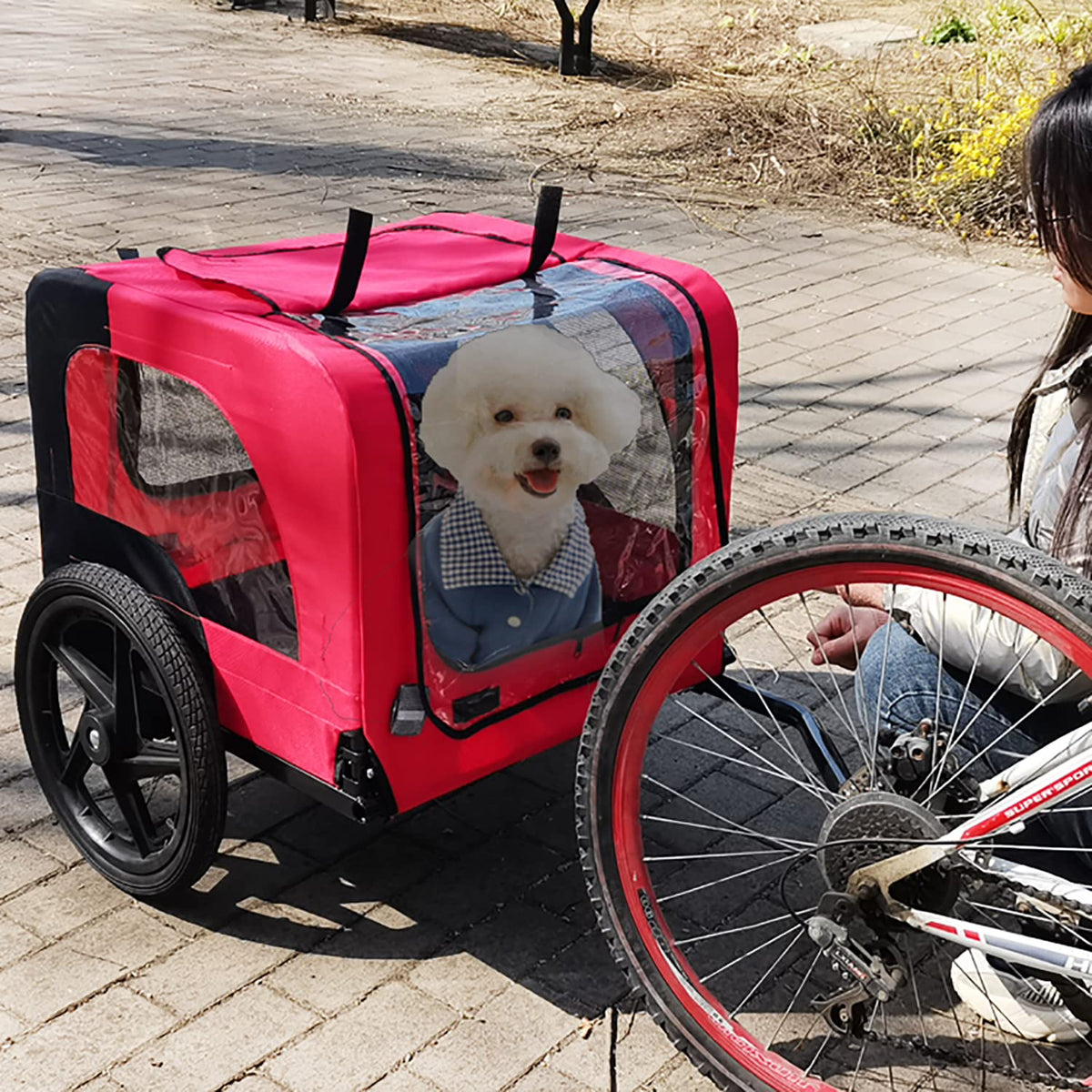 bicycle trailer for pets, bike pet trailer for, front angle view
