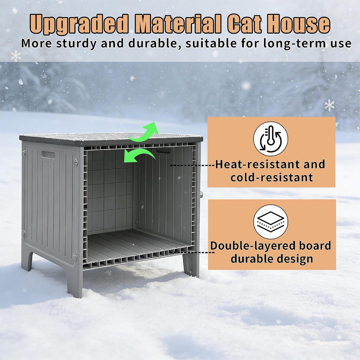 plastic dog house for outdoor indoor with insulated, side view