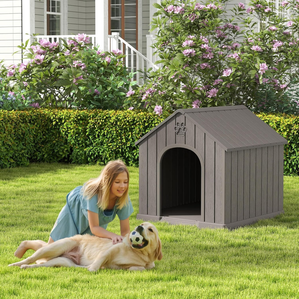 fancyango medium large dog house outdoor indoor, sturdy on a desk or shelf