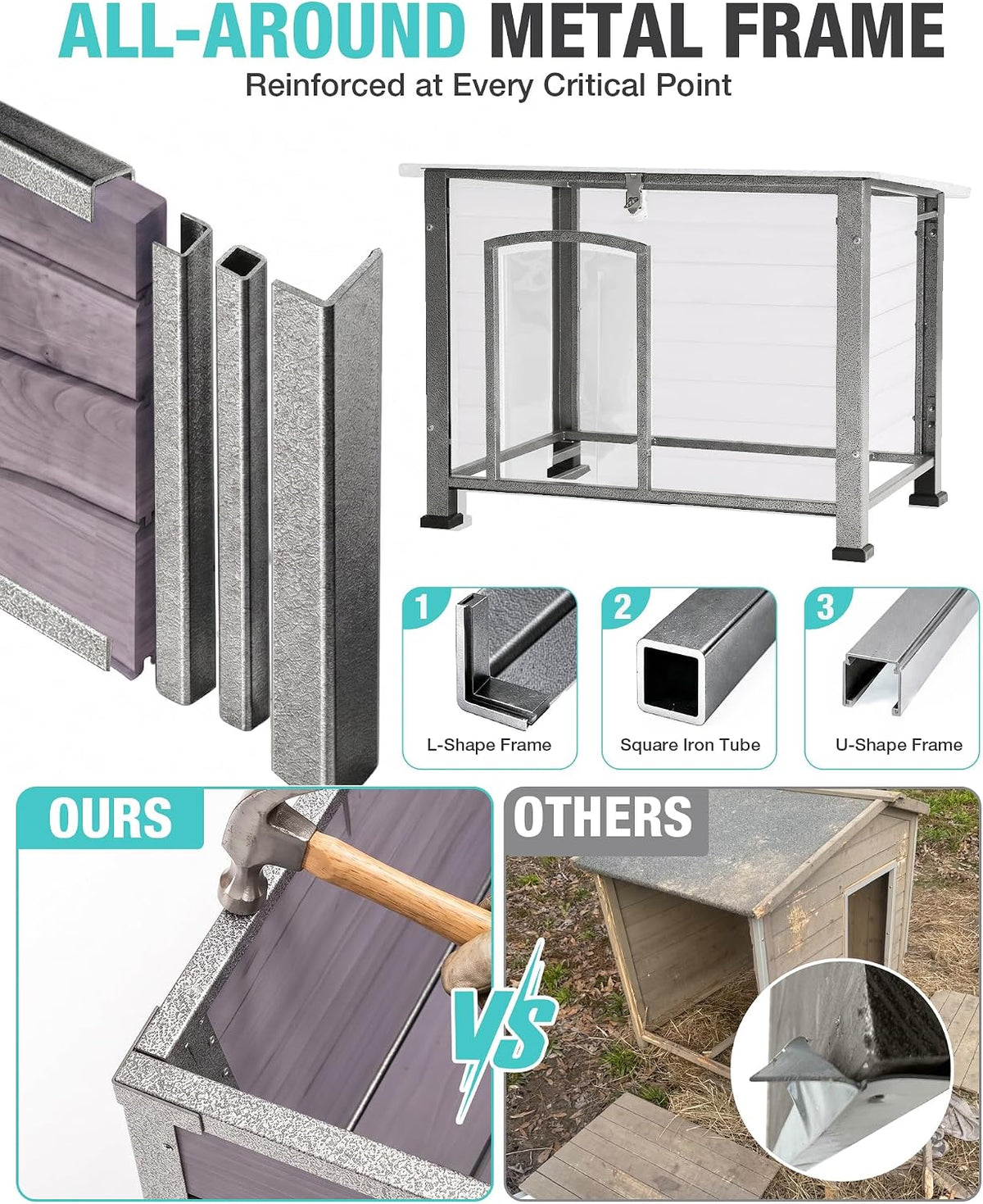 suumerpety feral dog house outdoor,anti bite iron frame shown in use