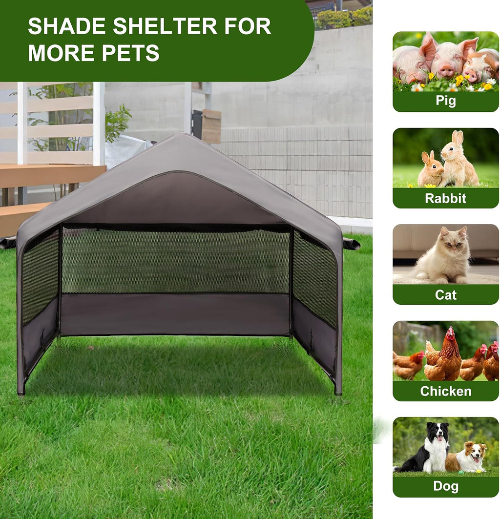 summertrail extra large dog house outside, dog shade on a desk or shelf