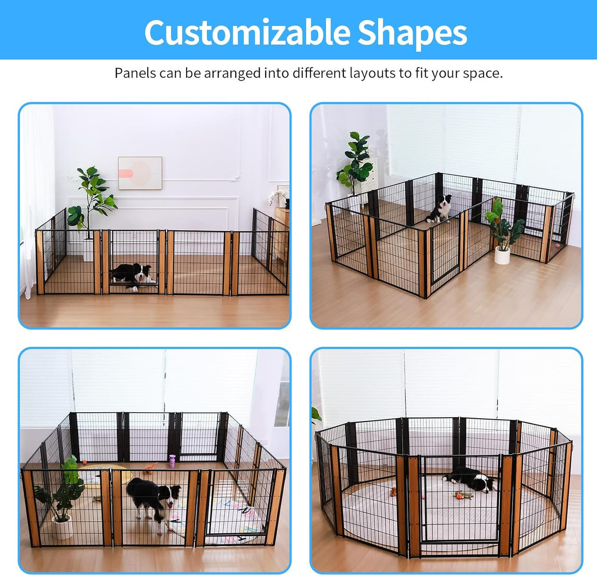furniture style dog playpen 32" h, 6 panels shown in use