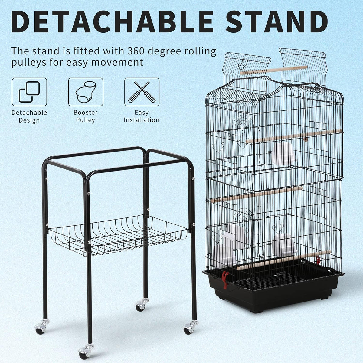 hcy open top standing bird cage 64 inch shown in use