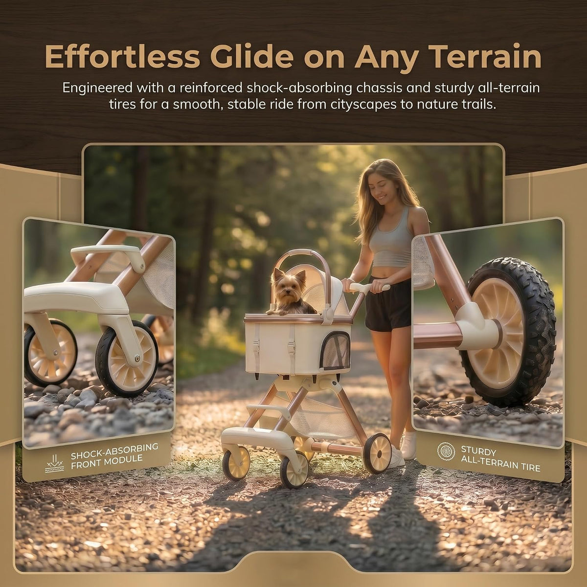 all-terrain pet stroller for small medium dogs &, close-up detail