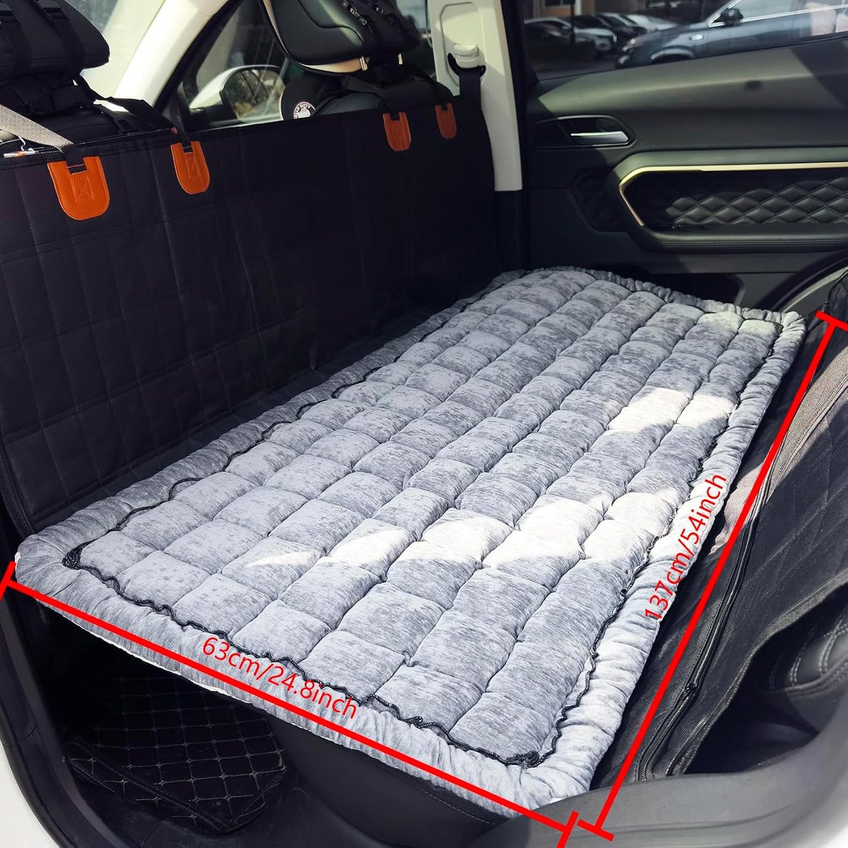 dog bed for car back seat, non-slip backseat, side view