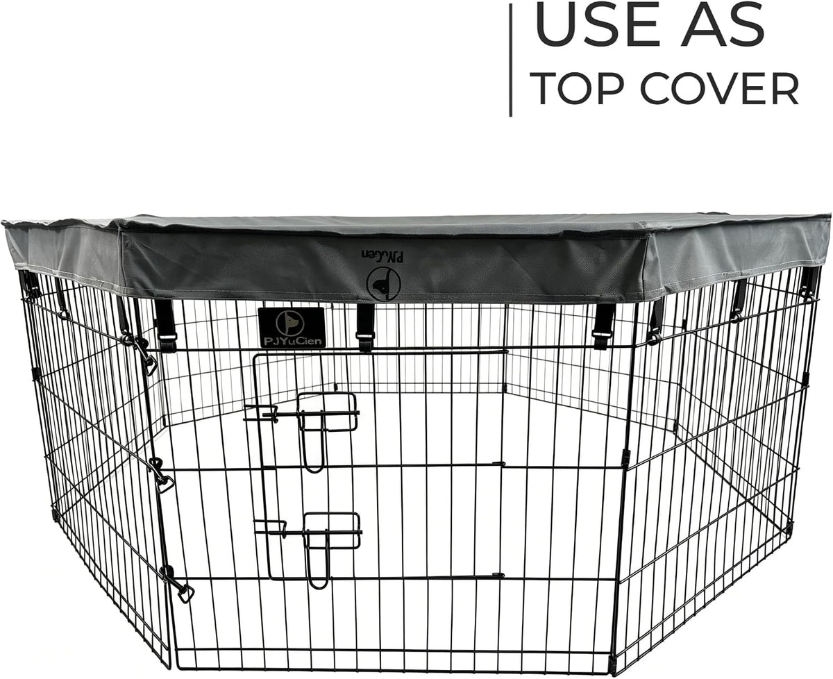 pjyucien puppy playpen with bottom pad and door shown in use