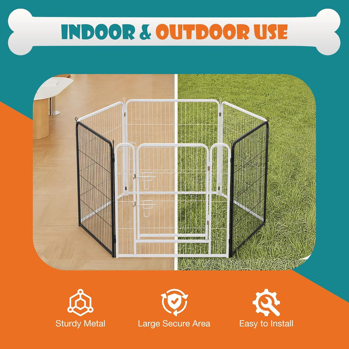 olixis 40" dog playpen extension 2 panels indoor showing dimensions