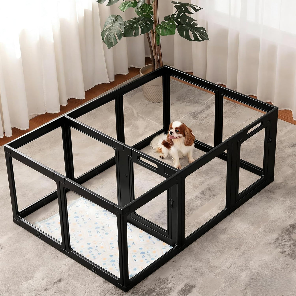clear acrylic dog playpen indoor pet pen, 24", main product view