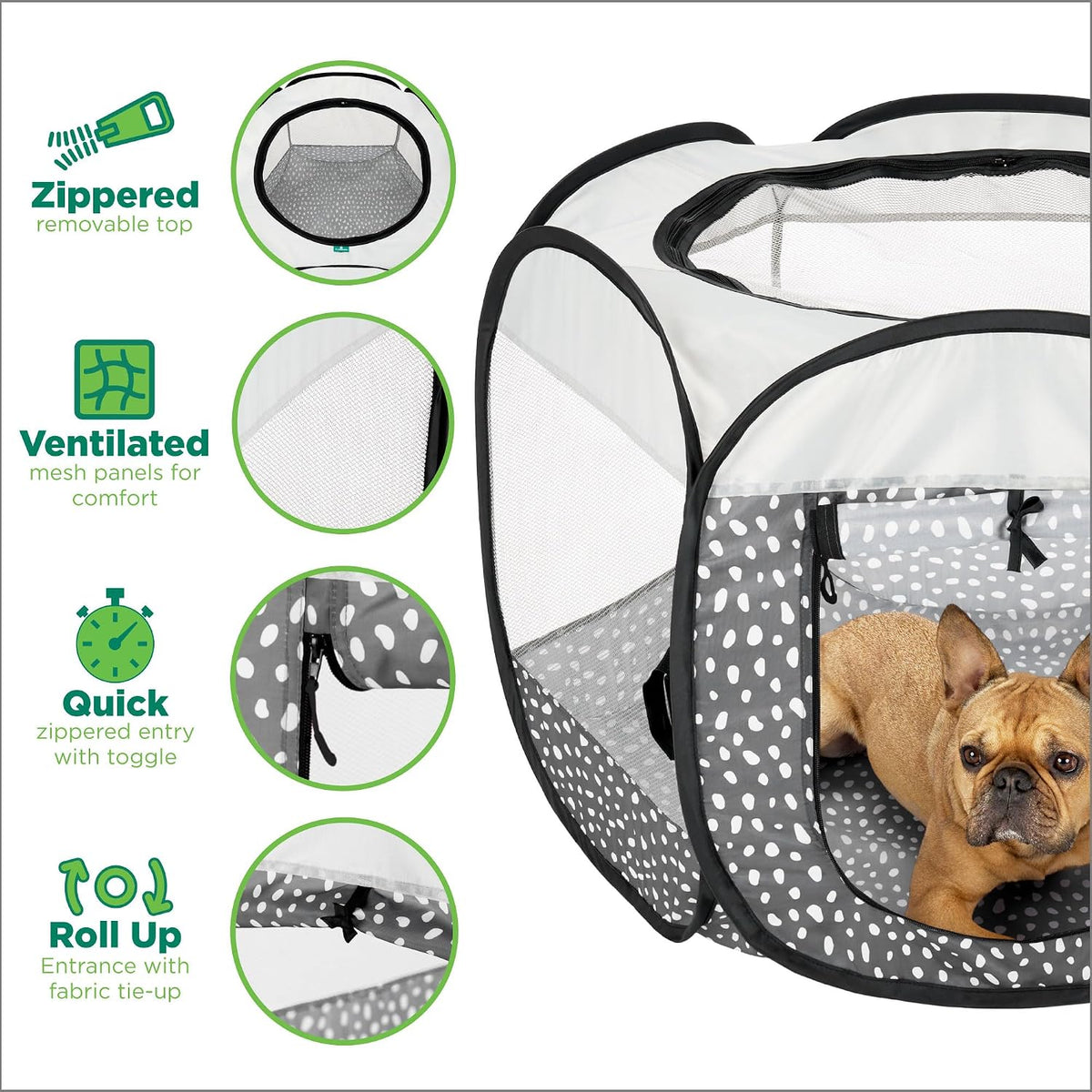 furhaven portable dog playpen cat tent, pet playground,kennel, close-up detail