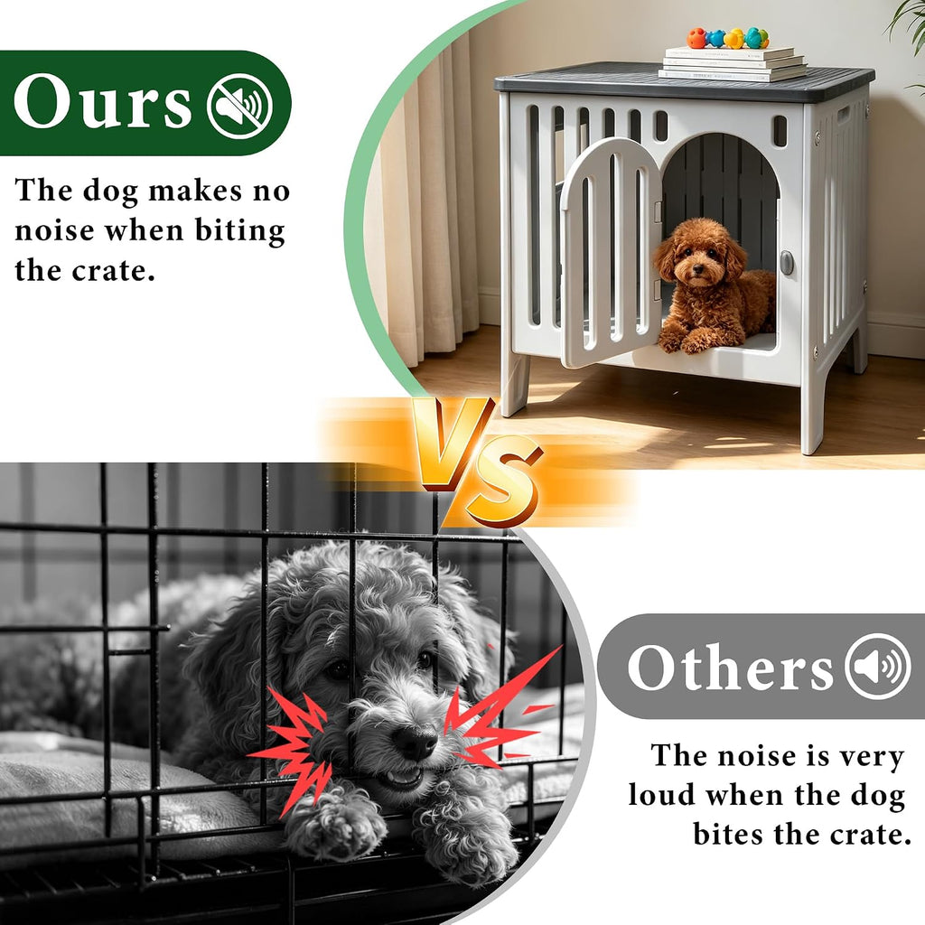 dog crate furniture 26.8“ plastic dog kennel indoor, close-up detail