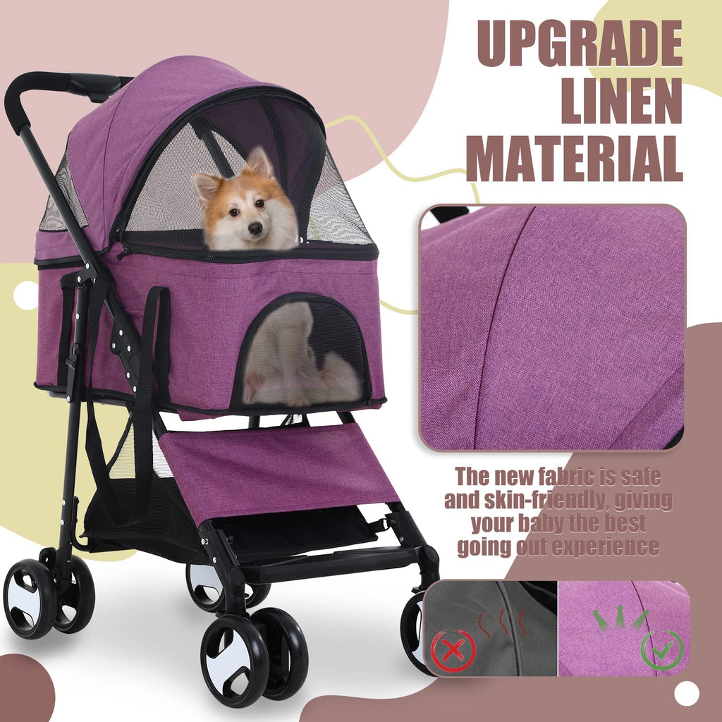 dog stroller 3-in-1 folding dog stroller for medium shown in use