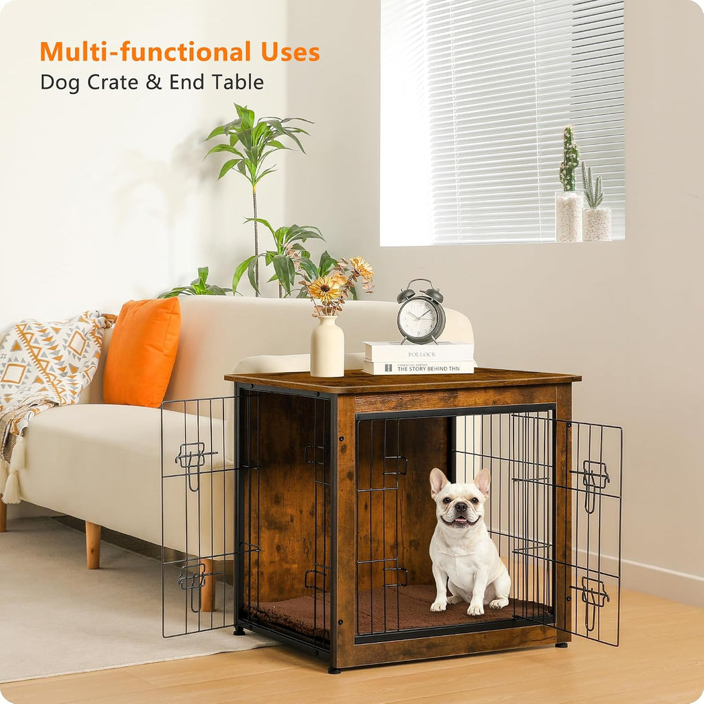 dwanton 27" dog crate furniture, dog kennel indoor on a desk or shelf