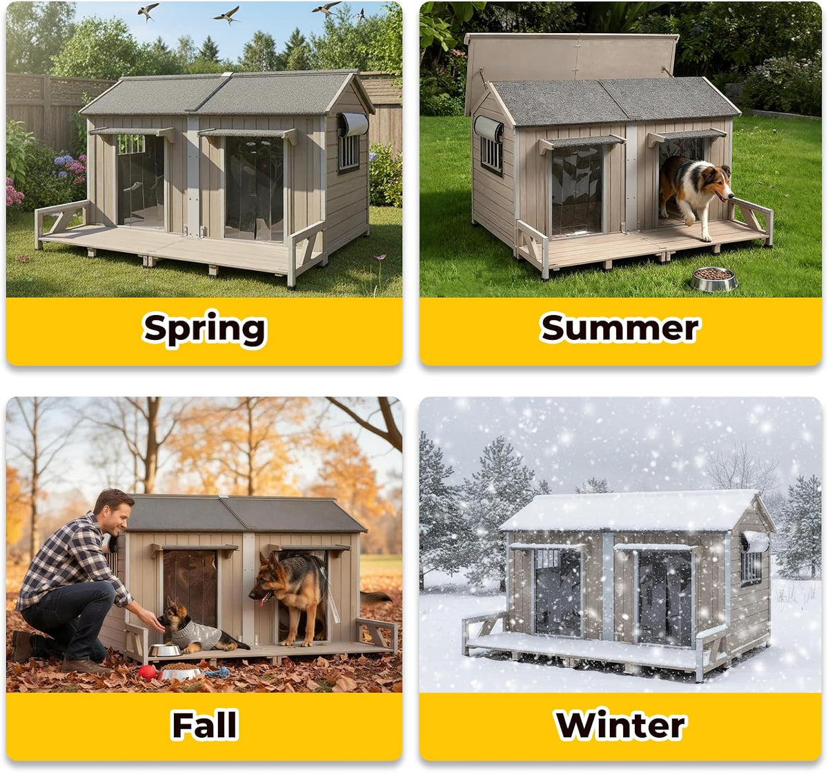 extra large outdoor dog house with balcony, weatherproof, view 9