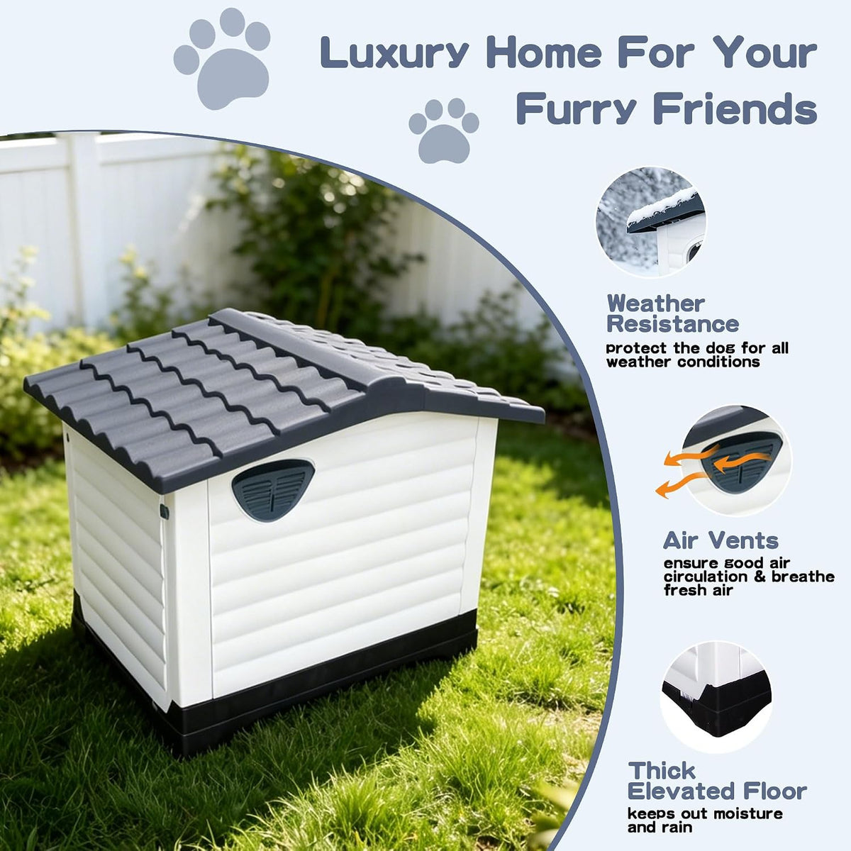 2-door small dog house for indoor and outdoor shown in use