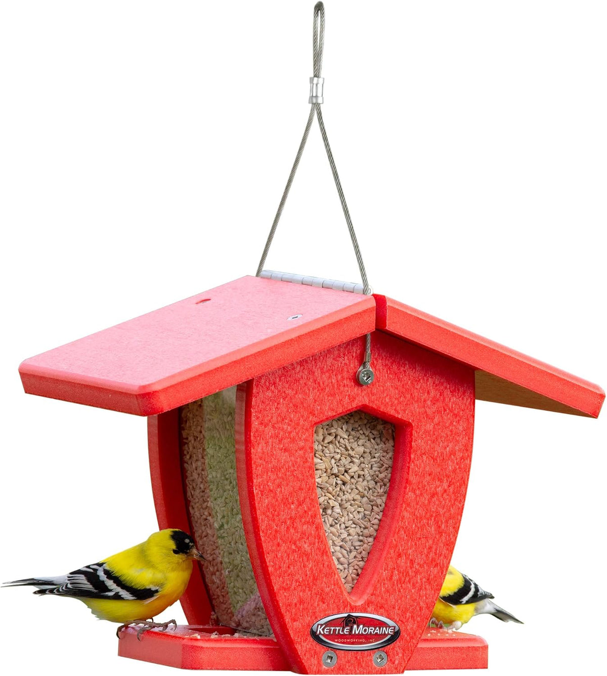 kettle moraine recycled mini moraine hopper feeder (red/red), main product view