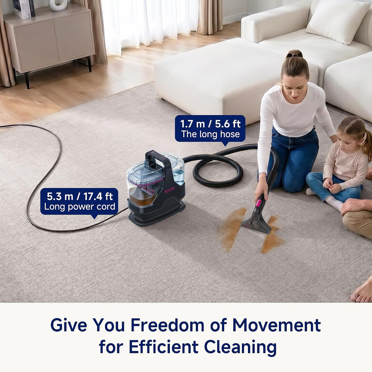 weclean c3 portable carpet cleaner, spot cleaner for, side view