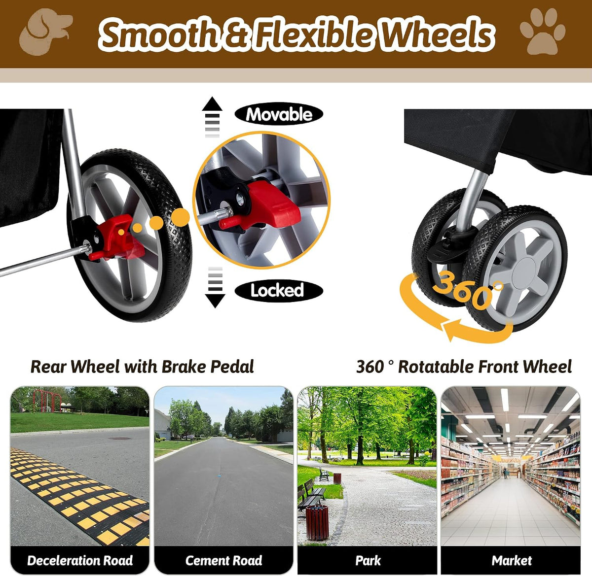foldable pet stroller 4 wheels for small medium showing dimensions