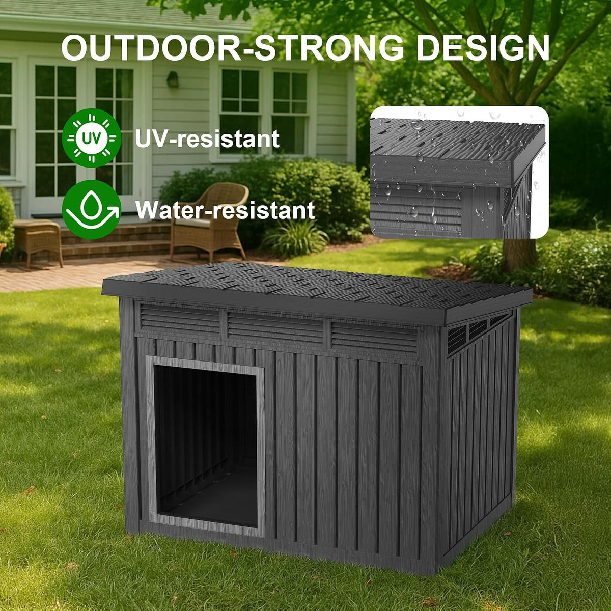 drato outdoor dog and goat house - resin, close-up detail