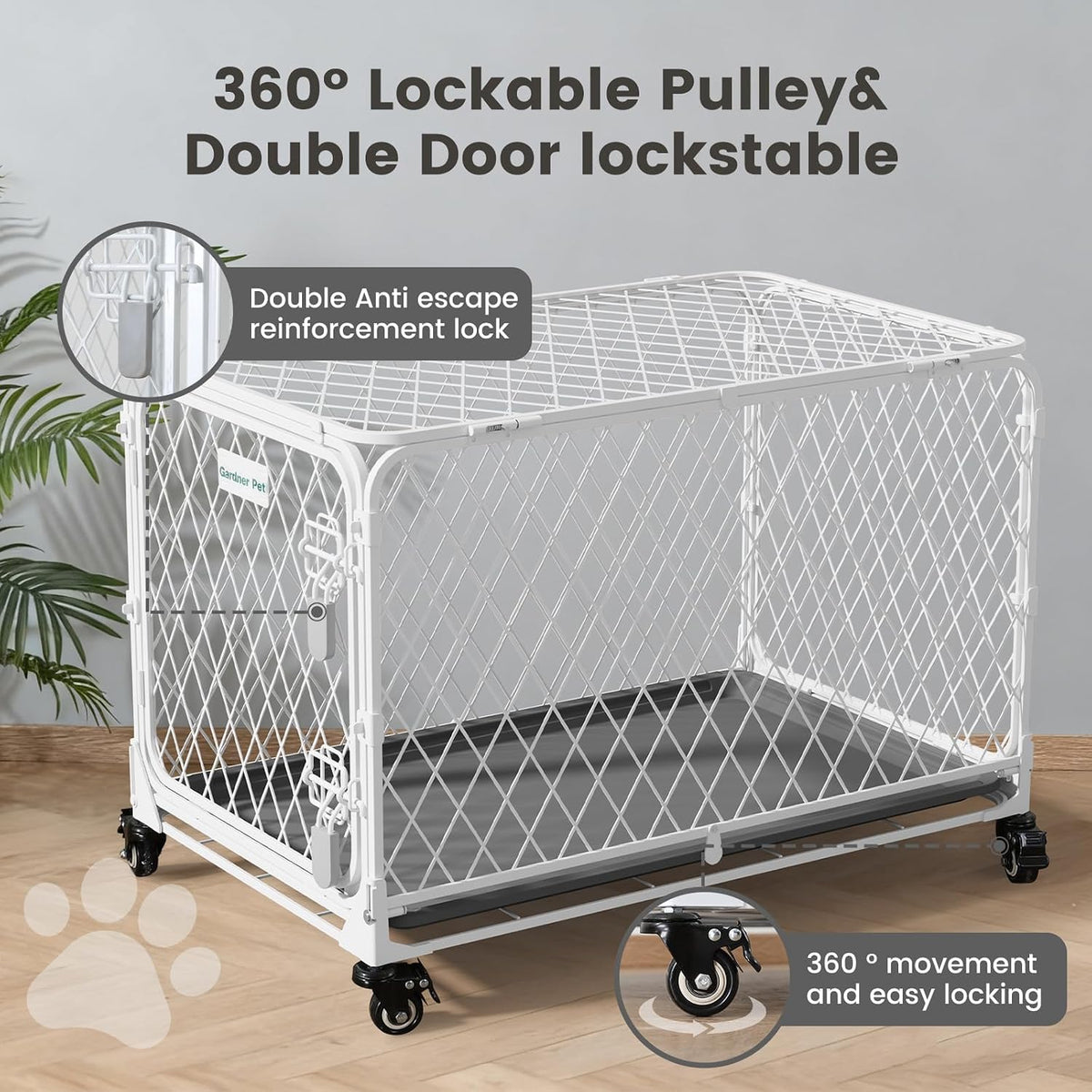 42 inch collapsible dog crate with diamond mesh showing dimensions
