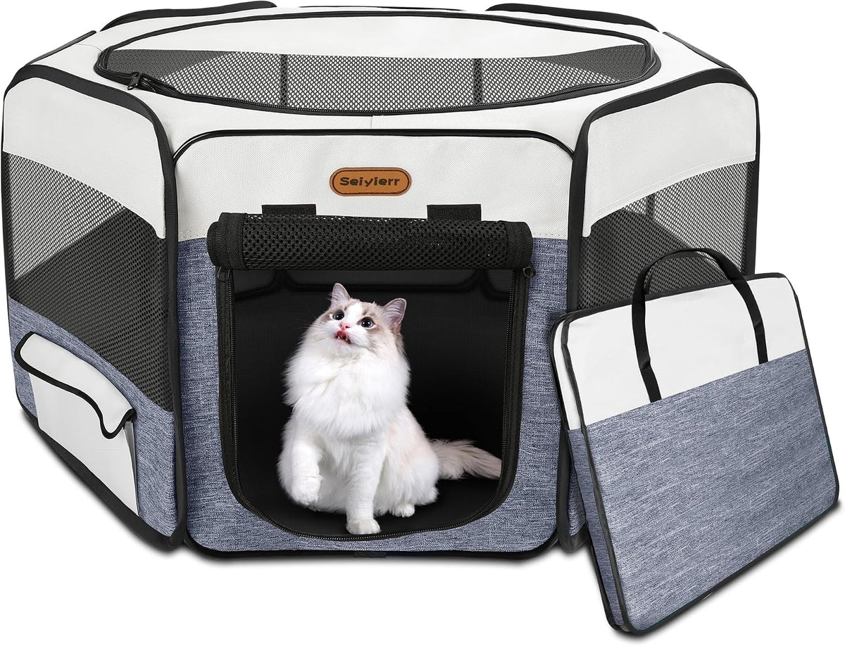 seiyierr dog playpen, portable pet play pen foldable, main product view