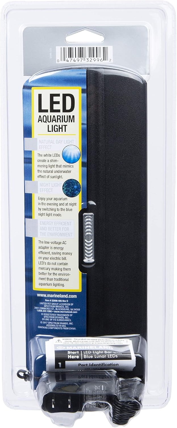 marineland white led aquarium light, for fish tanks shown in use