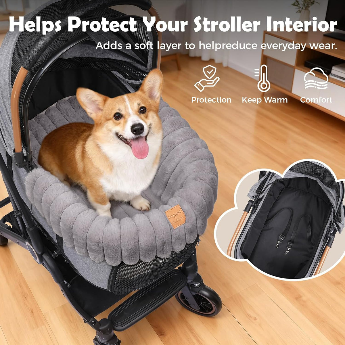 gtplayer pet stroller mat, plush quilted dog &, view 9