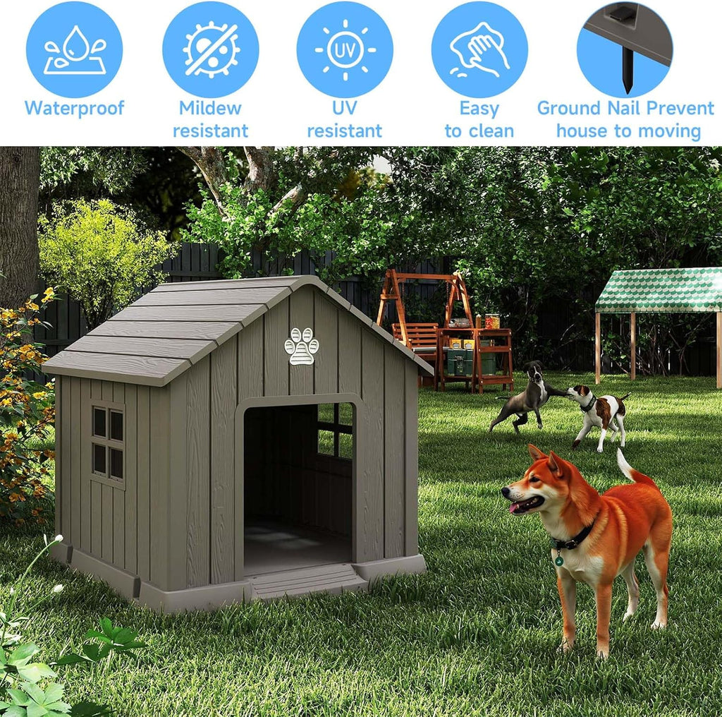 easyup dog house outdoor indoor, dog house weatherproof showing dimensions